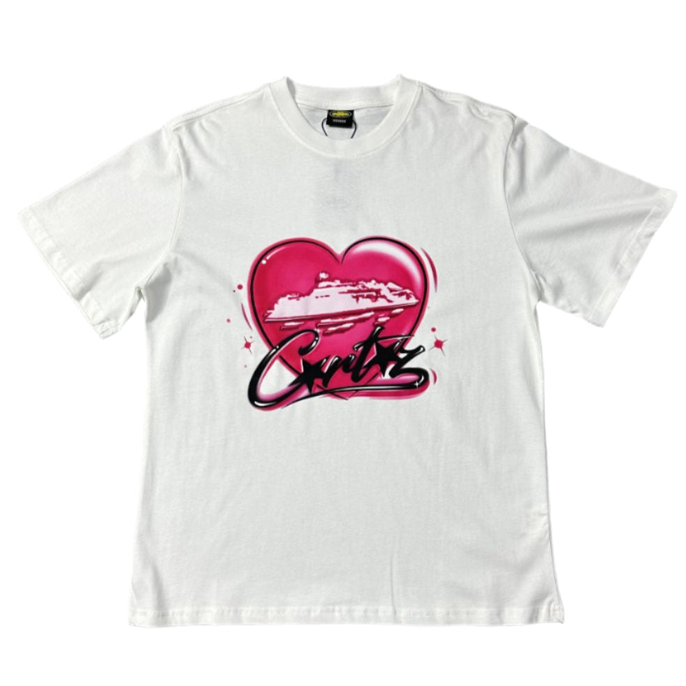 Corteiz Pink Heart T Shirt White