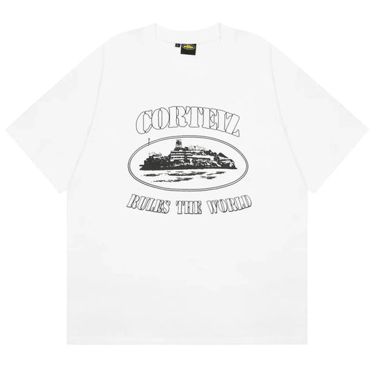 Corteiz Rules The World Plain T Shirt White